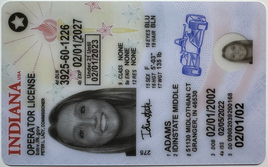 New Indiana U21 Fake Driver license,New Indiana U21 FAKE ID