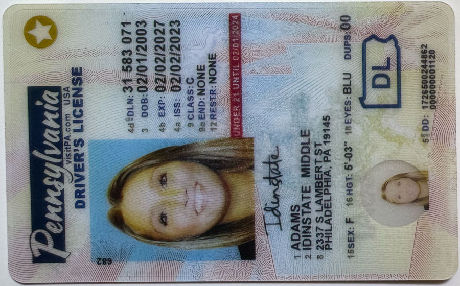 New Pennsylvania U21 2022 Fake Driver license