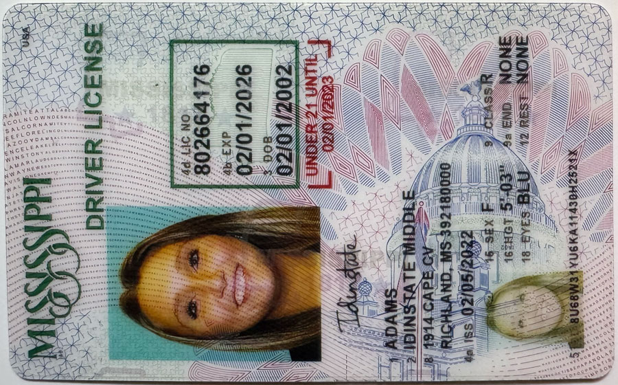 MISSIMISSPPI U21 Fake Driver License